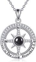 wholesale S925 Sterling Silver Compass Pendant Necklace with Bible Verse Inspirational Graduation Gift for Women-0-0
