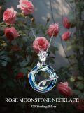 wholesale 925 Sterling Silver Blue Austrian Crystal Infinity Rose Pendant Necklace-0-4