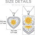wholesale 925 Sterling Silver Heart-Shaped Sunflower Picture Frame Pendant Necklaces with Chain Gifts for Women-0-4