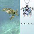wholesale 925 Sterling Silver Abalone Shell Sea Turtle Tree of Life Compass Pendant Necklace for Women Mom Ocean Lover -0-5
