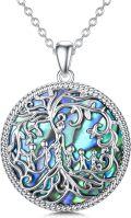 wholesale 925 Sterling Silver Abalone Shell Family Tree Of Life Pendant Necklace For Mom-0-0