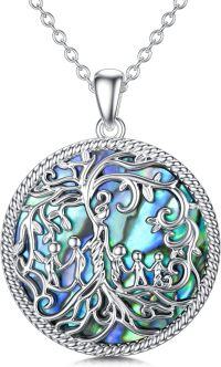 wholesale 925 Sterling Silver Abalone Shell Family Tree Of Life Pendant Necklace For Mom-White Gold Plated
