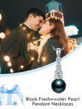 wholesale Sterling Silver Black Pearl Moissanite Necklace for Women-0-2