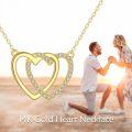 wholesale 10K Golden Cubic Zirconia Double Heart Pendant Necklace for Women-0-4
