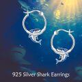 wholesale 925 Sterling Silver Blue Enamel Shark Hoop Earrings for Women Girls Gift Idea-0-5