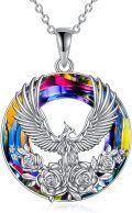 wholesale 925 Sterling Silver Rainbow Crystal Phoenix Pendant Necklaces - Renewal Nirvana Jewelry for Women-0-0