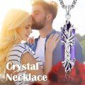 wholesale 925 Sterling Silver Purple Agate Healing Crystal Tree of Life Pendant Necklace-0-2