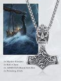 wholesale 925 Sterling Silver Viking Thor's Hammer Pendant Necklace w/ 24 Rolo Chain for Men-0-5