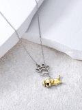 wholesale 925 Sterling Silver Dog Paw Pendant Necklaces Gold Plated Puppy Charm s for Women Girls-0-3