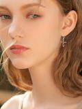 TOUPOP Sterling Silver Birthstone Infinity Cross Dangle Earrings For Women-0-1