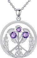 wholesale 925 Sterling Silver Purple Crystal Thistle Flower Circle Pendant Necklace for Women Mother's Day Gifts-0-0