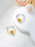 wholesale 925 Sterling Silver Yellow Baseball Hoop Earrings Sporty  for Her-0-5