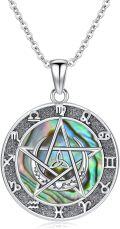 wholesale Celtic Knot Pentagram Necklace Christmas Gifts For Women S925 Sterling Silver Abalone Zodiac Constellation Necklace Pentacle Wiccan Jewelry, Gifts For Women Mom Girlfriend Christmas Birthday Valentine's Day -0-0