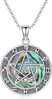 wholesale Celtic Knot Pentagram Necklace Christmas Gifts For Women S925 Sterling Silver Abalone Zodiac Constellation Necklace Pentacle Wiccan Jewelry, Gifts For Women Mom Girlfriend Christmas Birthday Valentine's Day -undefined