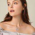 wholesale S925 Sterling Silver White Gold Plated Austria Crystal BFF Sisters Heart Pendant Necklace-0-2