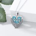 wholesale 925 Sterling Silver Turquoise Angel Wing 444 Necklace - Adjustable Chain, Vintage Oxidized, Hypoallergenic Jewelry Gift for Men Women-0-2