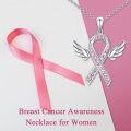 wholesale 925 Sterling Silver Pink Ribbon Angel Wings Breast Cancer Awareness Pendant Necklace for Women Gifts-0-5