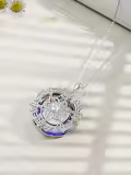 TOUPOP Sterling Silver Blue Crystal Rotating Music Note Pendant Necklace-0-4