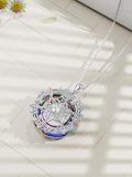 TOUPOP Sterling Silver Blue Crystal Rotating Music Note Pendant Necklace-0-4