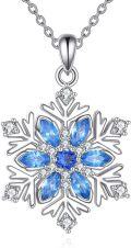 wholesale 925 Sterling Silver Blue Crystal Snowflake Pendant Necklace - Winter s for Women-0-0