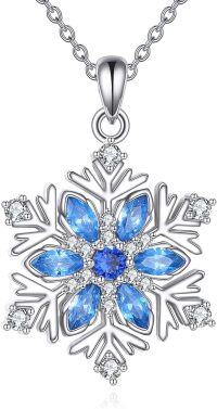 wholesale 925 Sterling Silver Blue Crystal Snowflake Pendant Necklace - Winter s for Women-Snowflake A