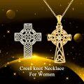 wholesale Gold 925 Sterling Silver Natural Cubic Zirconia Celtic Cross Irish Knot Pendant Necklace-0-4