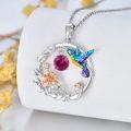 wholesale 925 Sterling Silver Synthetic Birthstone Hummingbird Necklace for Women-0-6