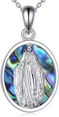 wholesale 925 Sterling Silver Norse Viking Virgin Mary Abalone Shell Spiral Dove Pendant Necklace-0-0