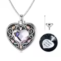 TOUPOP Sterling Silver Rose Flower Urn Necklace with Crystal for Ashes-0-0
