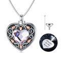 TOUPOP Sterling Silver Rose Flower Urn Necklace with Crystal for Ashes-0-0