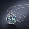 wholesale 925 Sterling Silver Abalone Shell Mother and Baby Giraffe Tree of Life Pendant Necklace for Women-0-1
