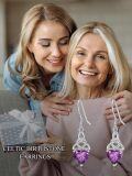 wholesale 925 Sterling Silver Heart Birthstone Celtic Knot Dangle Leverback Earrings-0-66