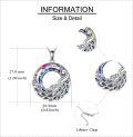wholesale 925 Sterling Silver Rainbow Crystal Peacock Pendant Necklace - Mother's Day Gift for Her-0-2