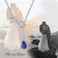 wholesale 925 Sterling Silver Lapis Lazuli CZ Infinity Drop Pendant Necklace-0-6