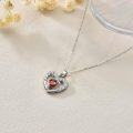 wholesale 14K Gold Red Garnet Heart Pendant Necklace for Women 17 Chain-0-4