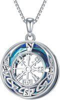 wholesale TOUPOP Viking Compass Necklace For Women Sterling Silver Viking Necklace Celtic Knot Necklace Compass Jewelry For Women Sister Wife Mom Girlfriend Birthday Mother's Day Christmas Gift Graduation Gifts -0-0