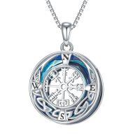 TOUPOP Sterling Silver Viking Compass Necklace Celtic Knot Jewelry-undefined