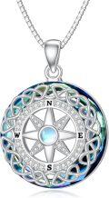 wholesale 925 Sterling Silver Blue Crystal Celtic Knot Compass Pendant Necklace for Women's Gifts-0-0