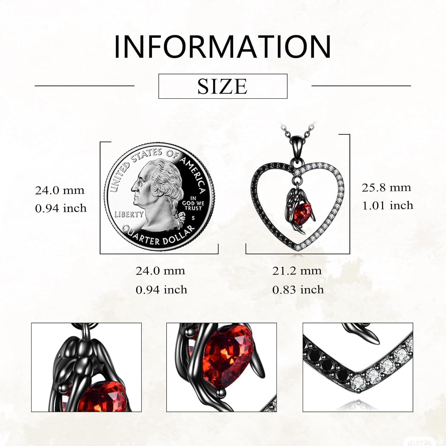 Sterling Silver Skull Bat Key Wings Goth Pendant Necklace for Women-0-3