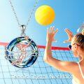 wholesale 925 Sterling Silver Volleyball Player Necklace with Abalone Shell and Crystal Inspirational Sport Jewelry for Women-0-5