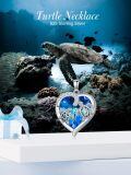 TOUPOP Sterling Silver Abalone Shell Heart Crystal Sea Turtle Necklace-0-1