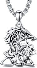 wholesale 925 Sterling Silver Wolf Head Triquetra Celtic Knot Pendant Necklaces for Men & Women-0-0