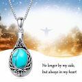wholesale 925 Sterling Silver Cremation Urn Pendant Necklace Celtic Knot Blue Opal Teardrop Platinum Plated-0-21