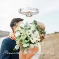 TOUPOP 14k White Gold Plated Moissanite Ring D VVS1-0-1