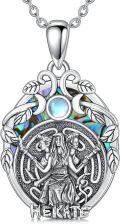 wholesale 925 Sterling Silver Hecate Pendant with Abalone Shell and Triple Moon Design - Gothic Witchcraft Jewelry for Women-0-0