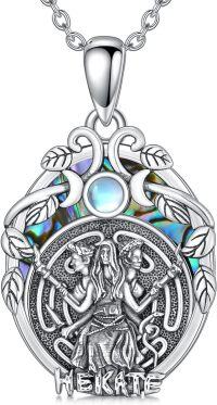 wholesale 925 Sterling Silver Hecate Pendant with Abalone Shell and Triple Moon Design - Gothic Witchcraft Jewelry for Women-HEKATE