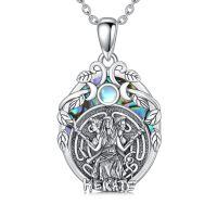 wholesale 925 Sterling Silver Hecate Pendant with Abalone Shell and Triple Moon Design - Gothic Witchcraft Jewelry for Women-HEKATE