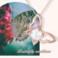 TOUPOP 14K Rose Gold Moissanite Crystal Butterfly Pendant Necklace-0-1