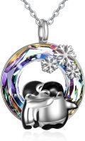 wholesale 925 Sterling Silver Penguin Necklace with Snowflake Pendant and Crystal Accents - Gifts for Her-0-0