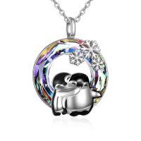 wholesale 925 Sterling Silver Penguin Necklace with Snowflake Pendant and Crystal Accents - Gifts for Her-A-Crystal Penguin2